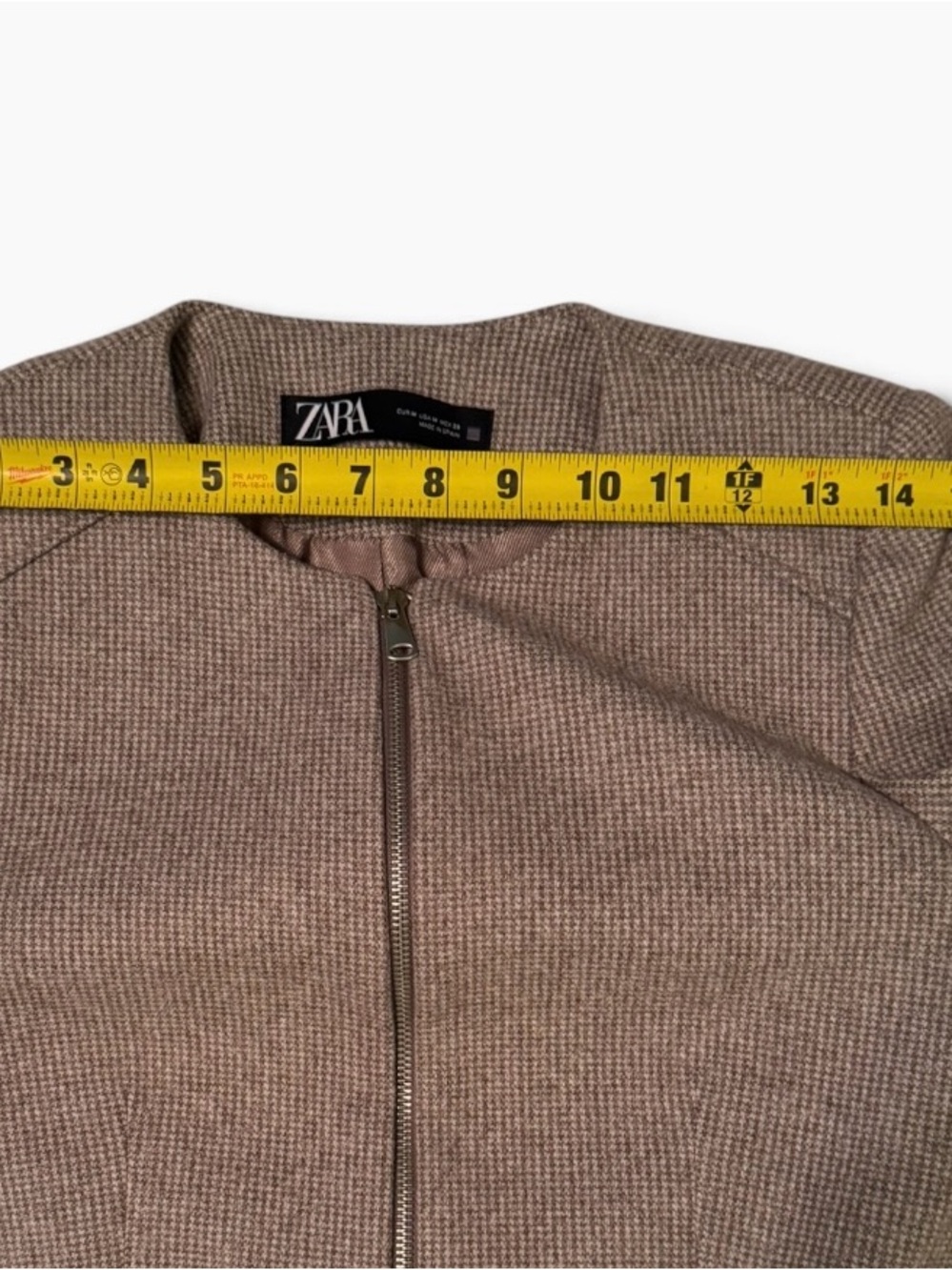 Zara Houndstooth Zip Blazer in Brown Size Medium - Picture 11 of 13